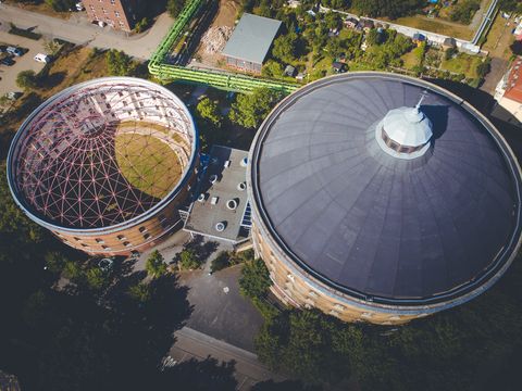 Rahmenprogramm Industriekultur: Panometer von oben für Tagung & Konferenz Leipzig Convention